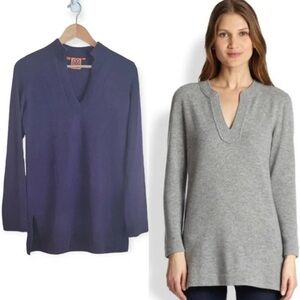 Tory Burch Lizzie Notched Collar V-neck Cashmere Sweater Size XS in Purple